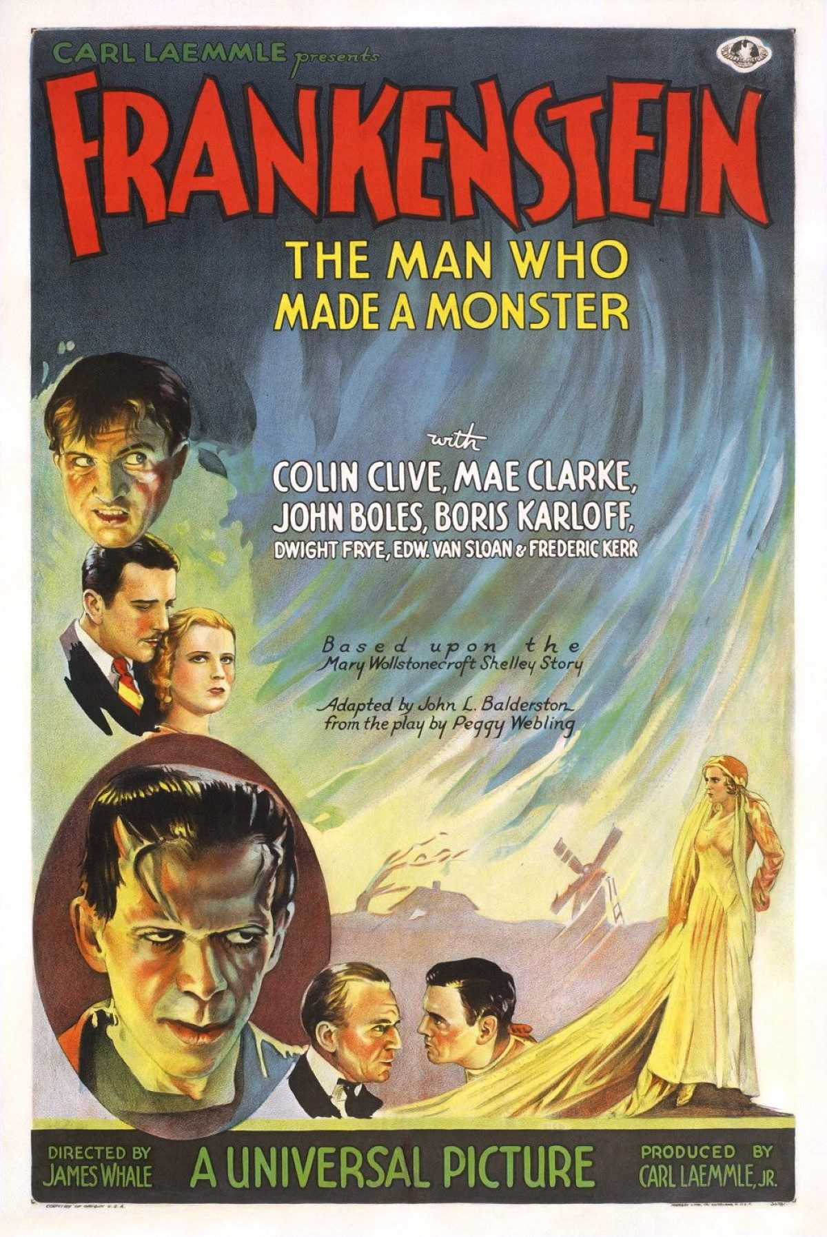 Frankenstein, Boris Karloff, Karoly Grosz, film posters, horror, 1931, James Whale