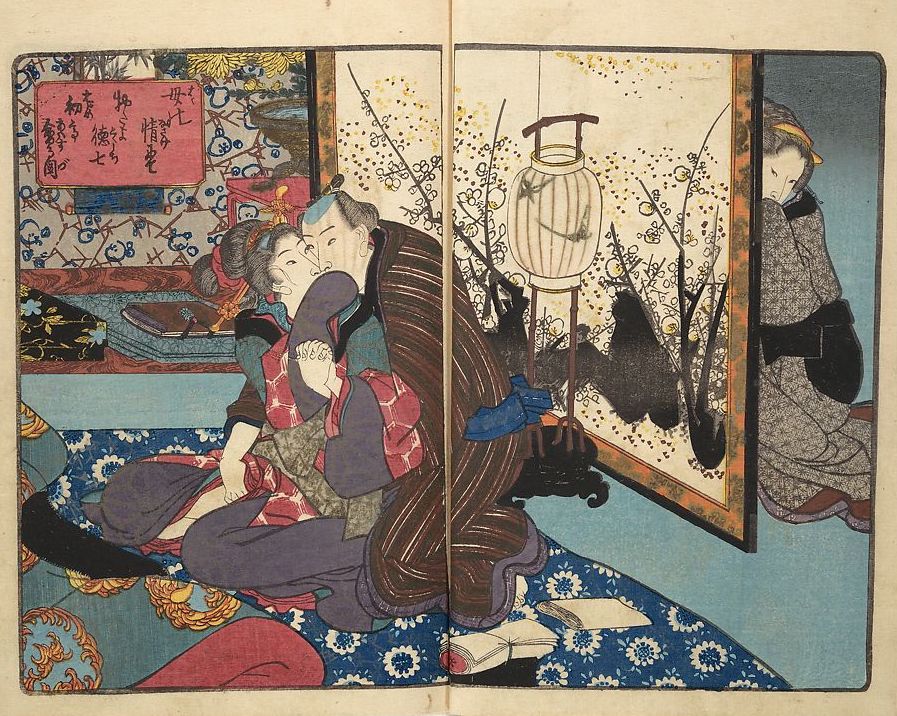 Utagawa Kunisada (Japanese, 1786–1865) A Bedside Guide to the Colors of Love in Spring (Shunshoku neya no shiori), ca. 1850
