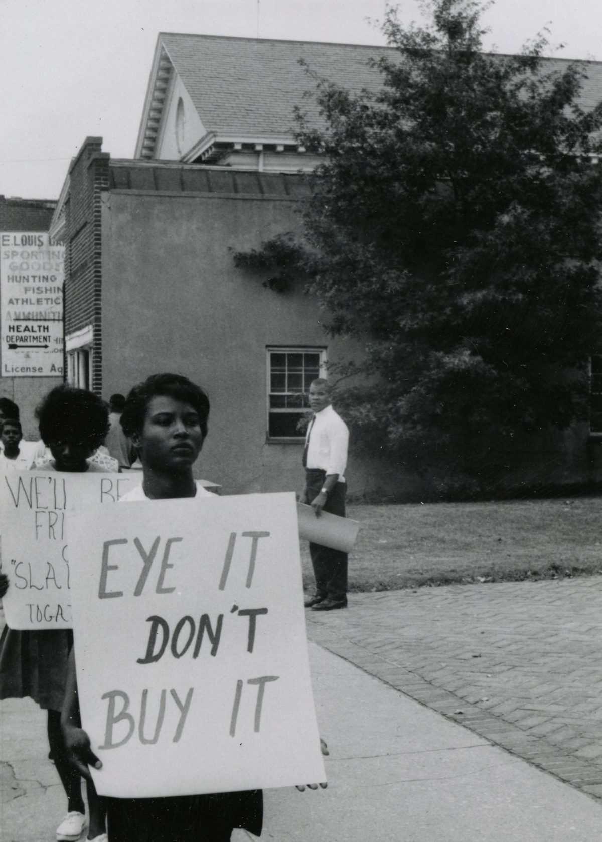 Picketing on Main Street in front of Courthouse, Farmville, Va., July 1963