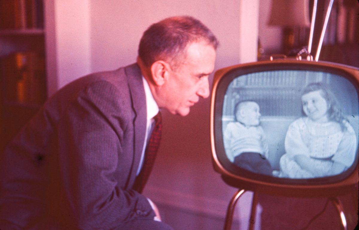 Found Ektachrome Slide handwritten on slide, “Bill watching TV, January 10, 1958