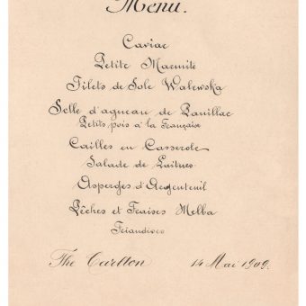 Menu created by Auguste Escoffier (1846-1935) for Children and Babies, c.  1900