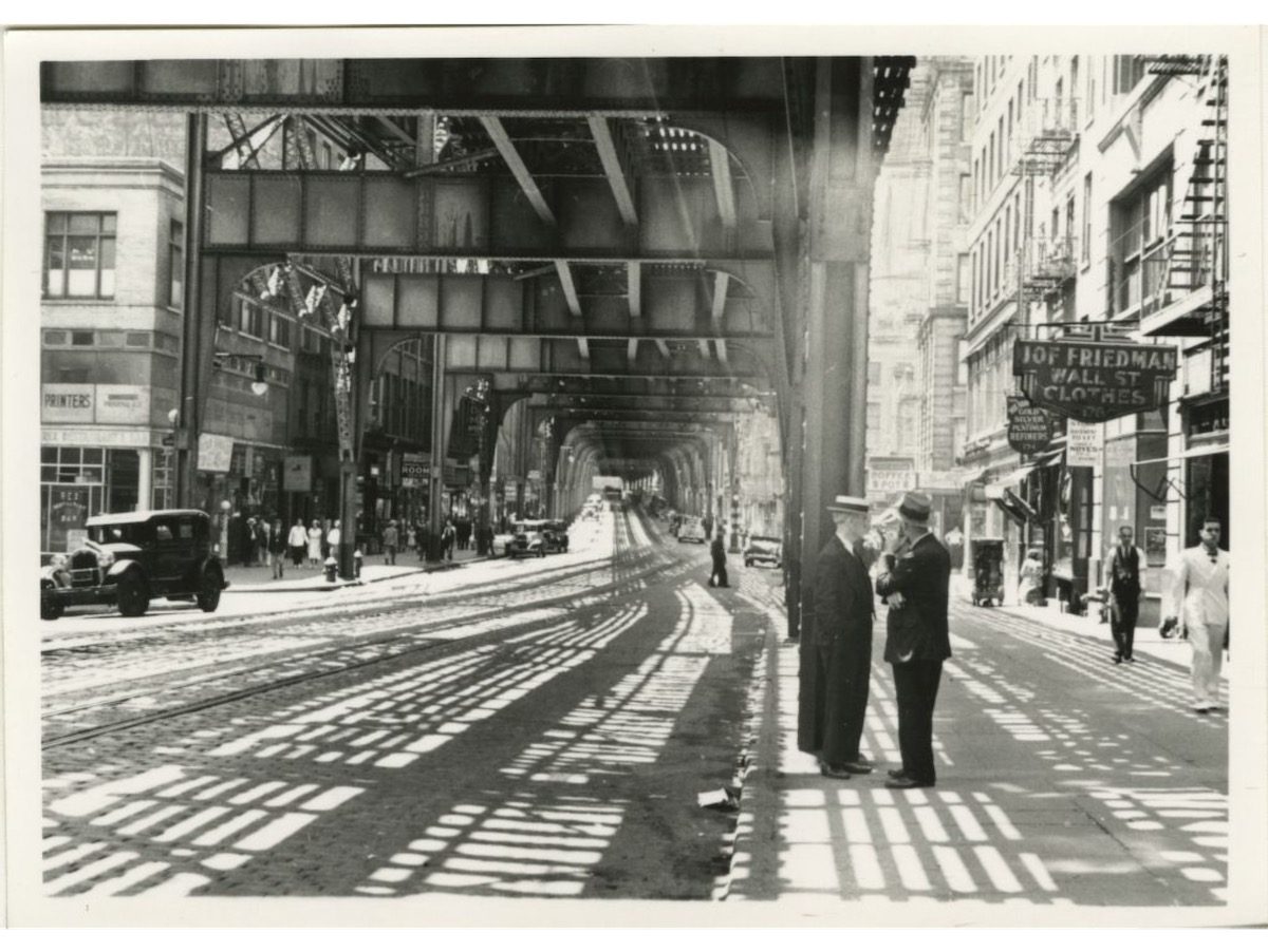 Spur of Third Avenue El along Park Row from Chatham Square to City Hall area. 1944