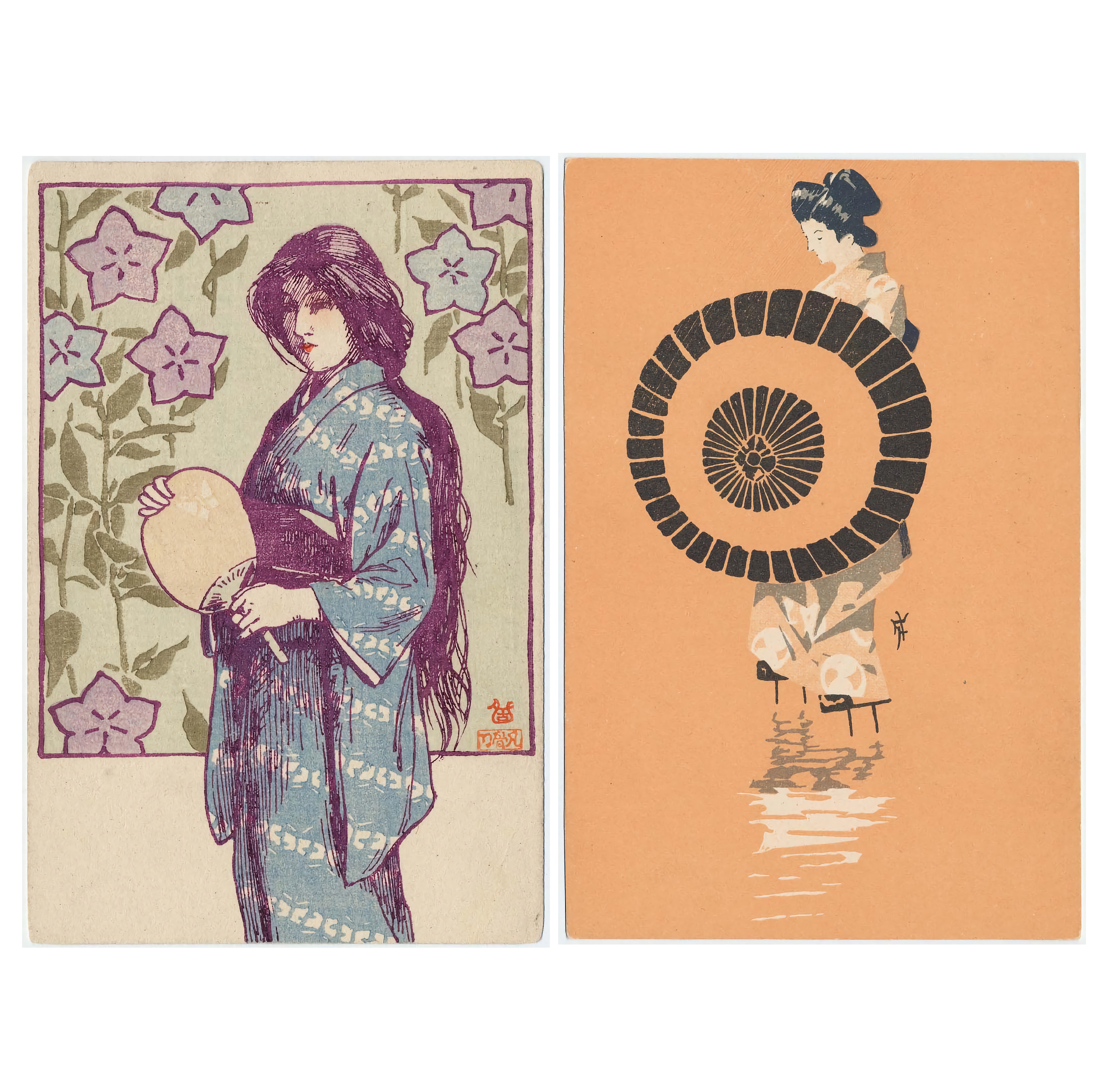 Japanese Showa Era Vintage Postcards Set