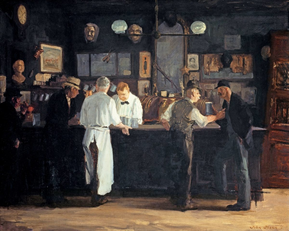 John French Sloan, Nova Iorque e a Ash Can School of Artists Artes & contextos McSorleys Bar John Sloan 1912 Large