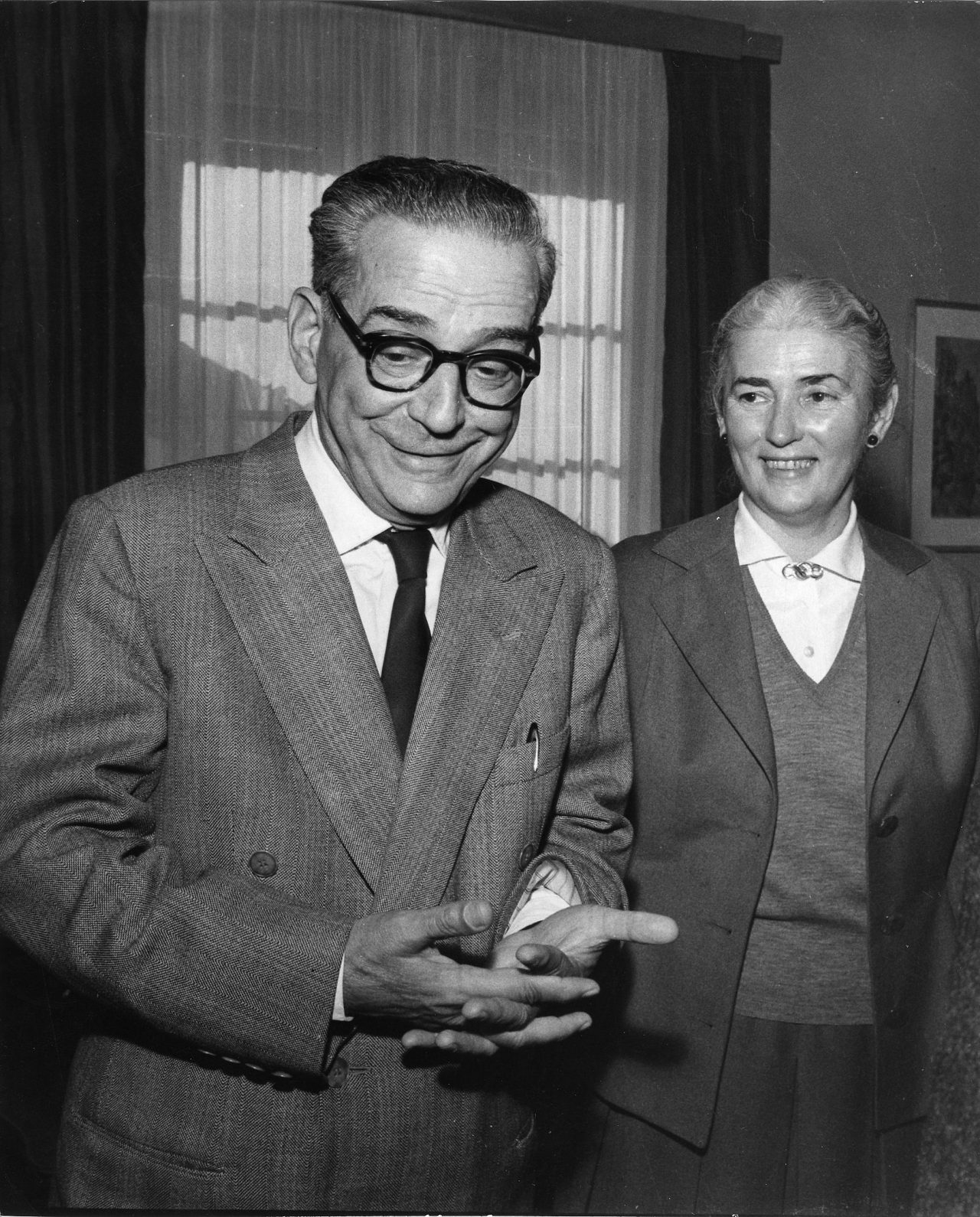 Andrić with his wife Milica upon learning he had won the Nobel Prize in Literature