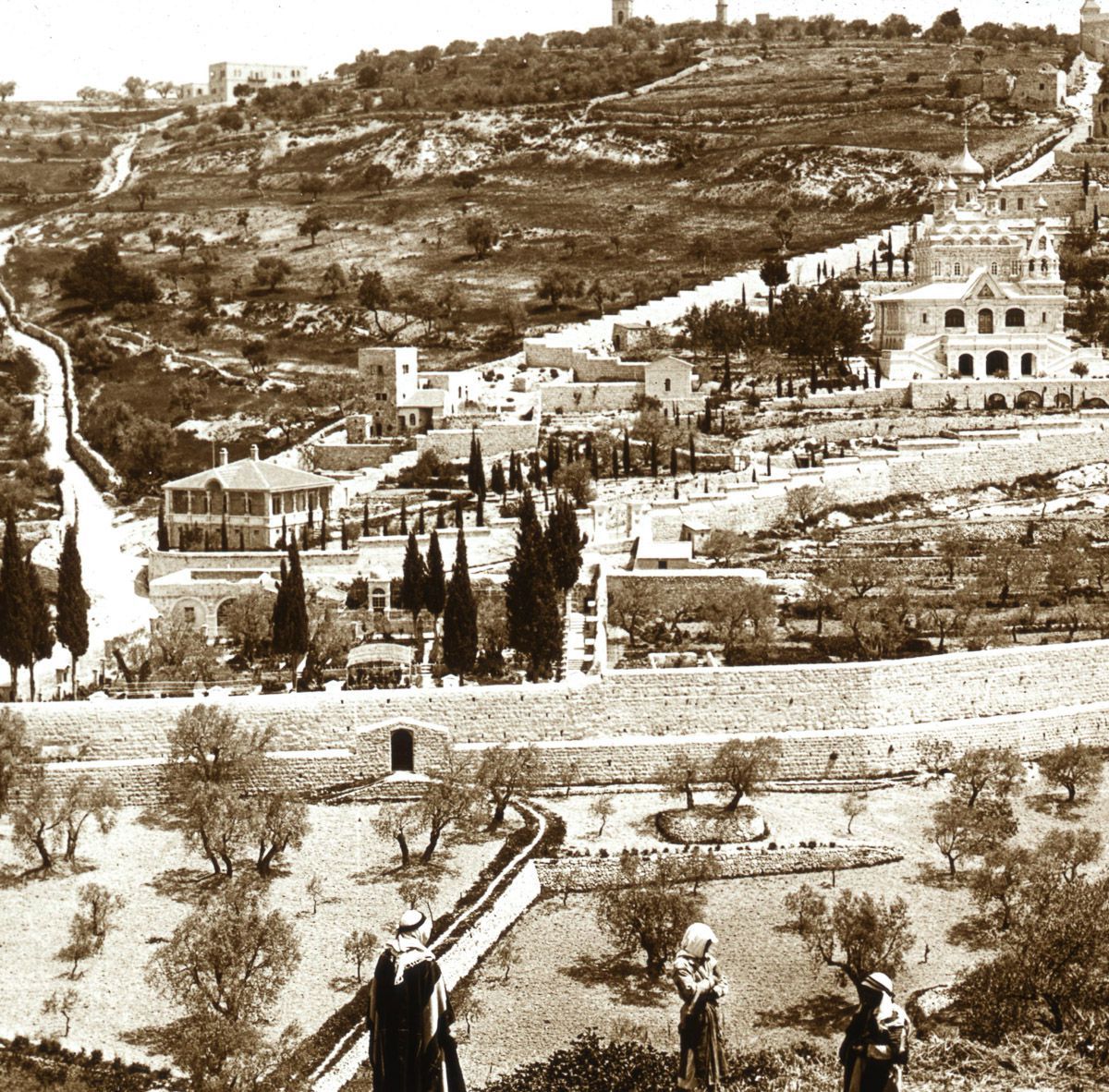 The Garden of Gethsemane and Mount of Olives, Jerusalem.