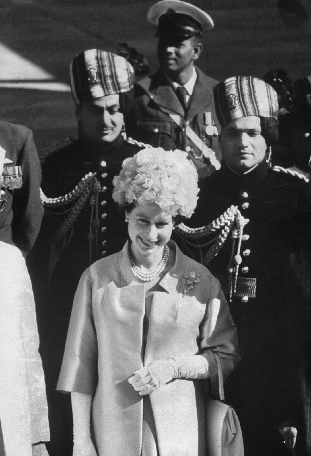 Queen Elizabeth II upon her arrival in India in 1961, the first British monarch to visit since George V in 1911. (Photo- Hank Walker)