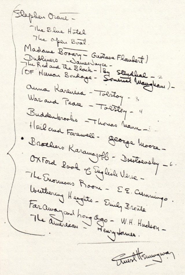 Ernest Hemingway's List Of 16 Books Any Writer Should Read As A Part Of ...