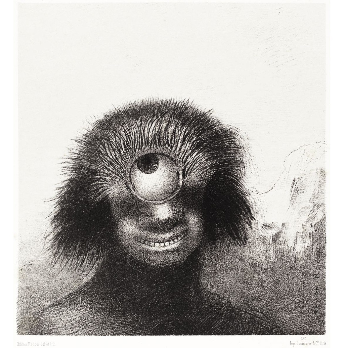 Deformed polyp floating on the shores - Odilon Redon