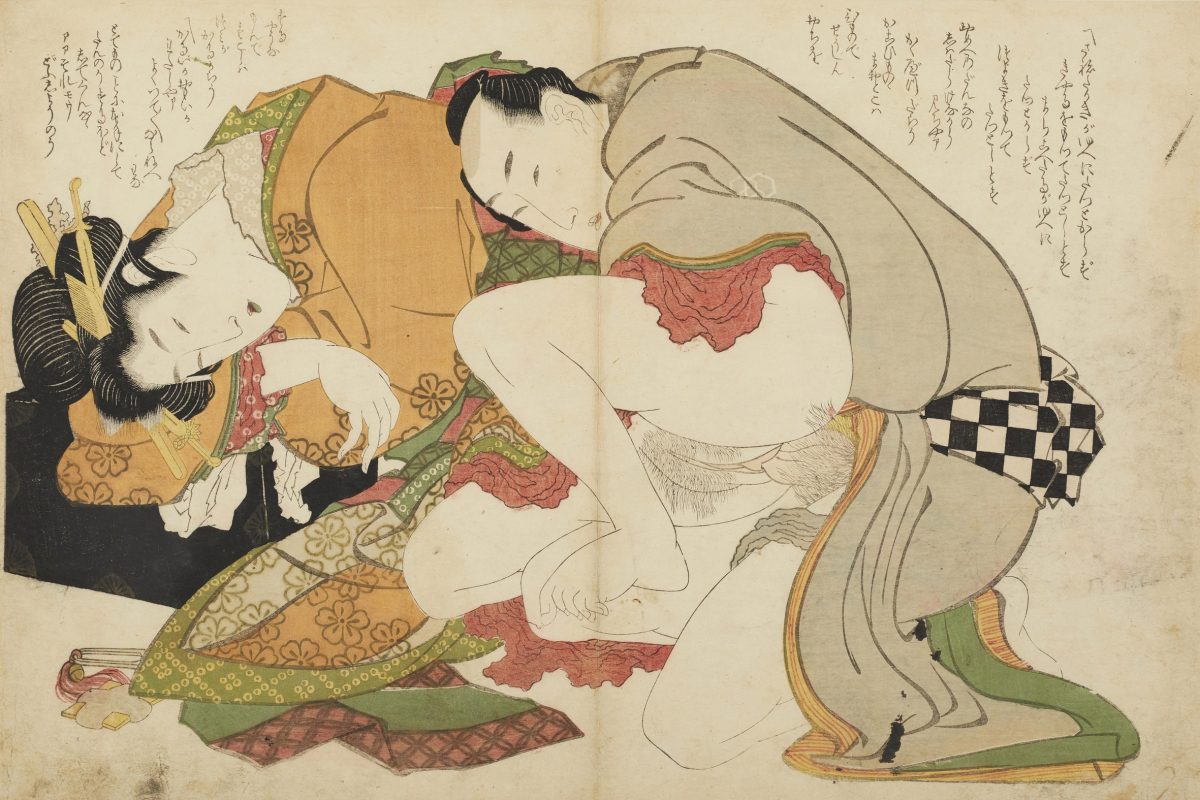 Erotic Woodblock print from Azuma Nishiki (Brocade of the East) by Katsushika Hokusai - c.1812