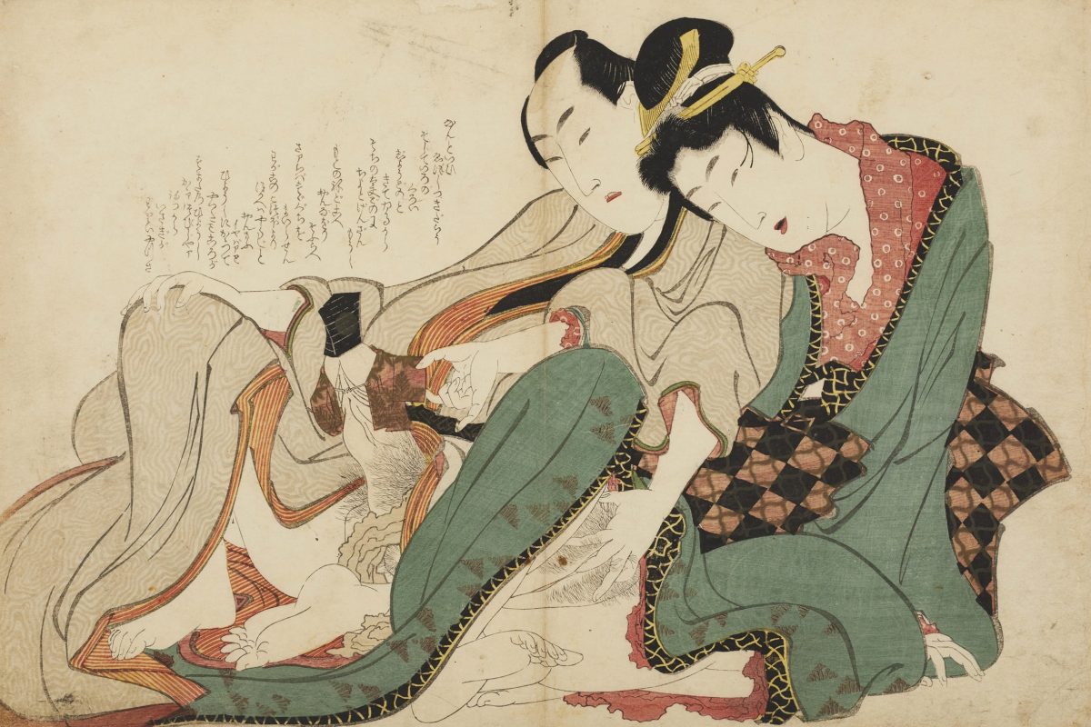 Erotic Woodblock print from Azuma Nishiki (Brocade of the East) by Katsushika Hokusai - c.1812