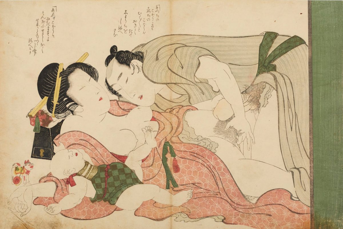 Erotic Woodblock print from Azuma Nishiki (Brocade of the East) by Katsushika Hokusai - c.1812