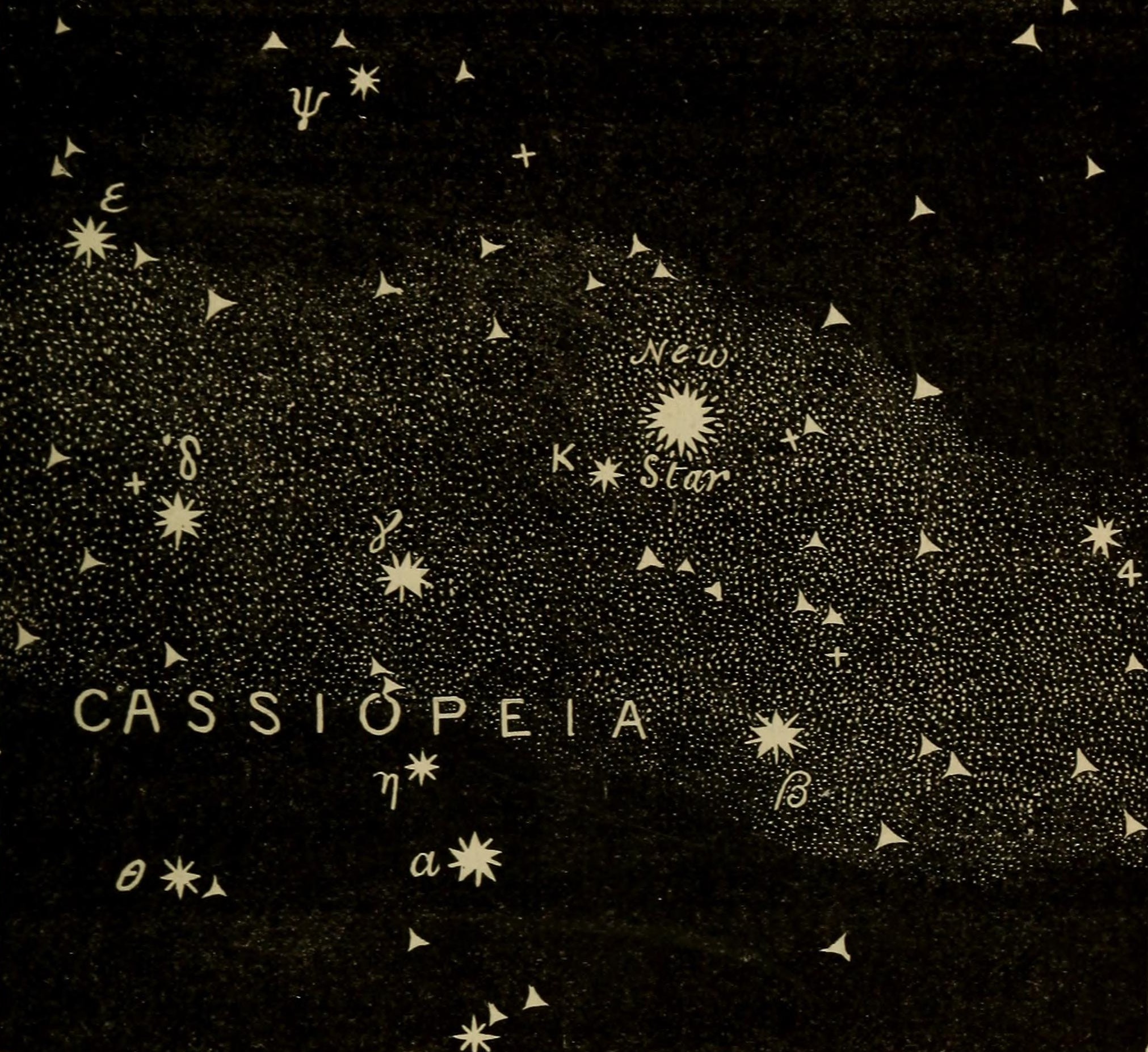 Cassiopeia ; showing where a new star appeared in 1572 Flowers of the Sky by Richard A. Proctor (1879)