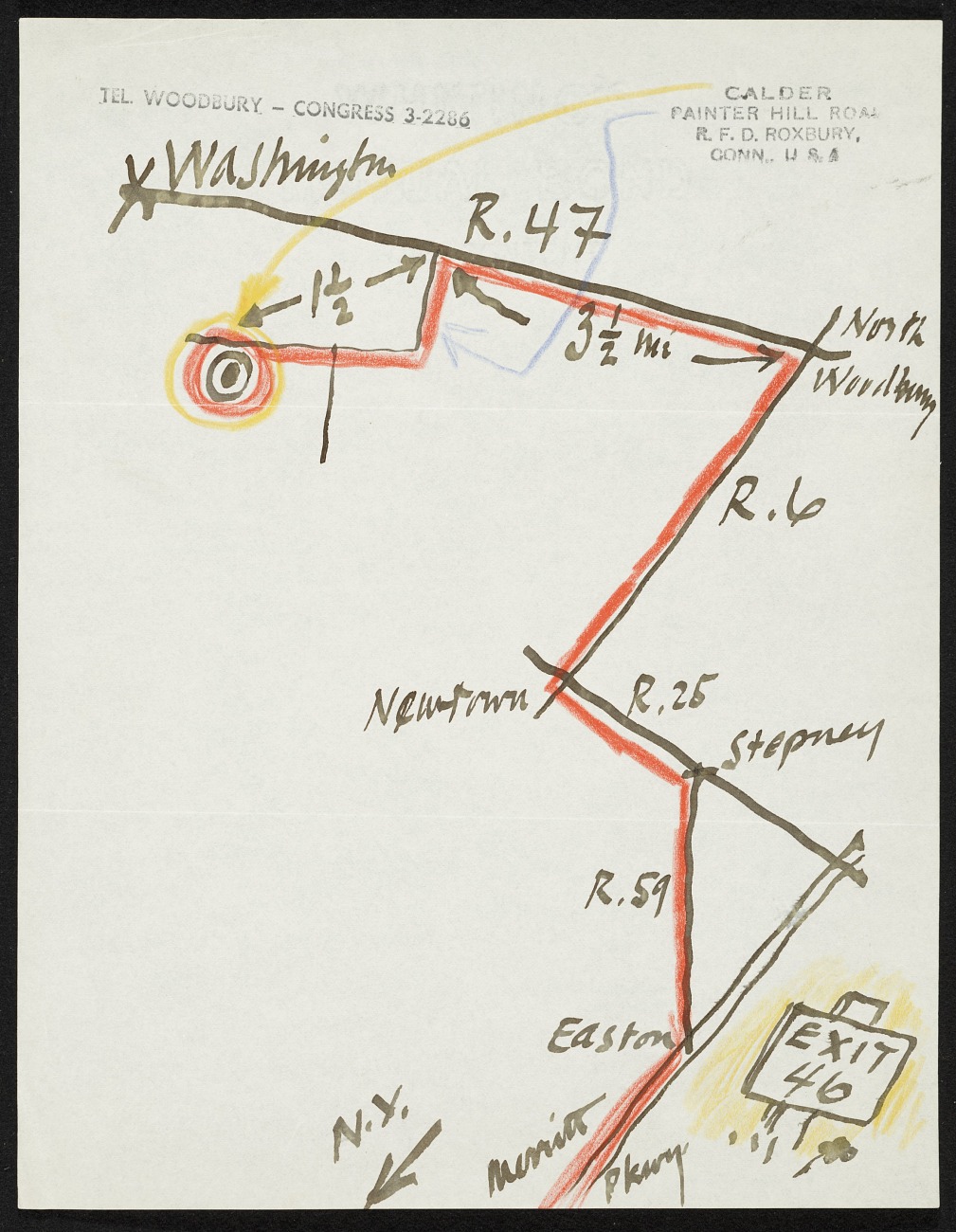 Alexander Calder, Roxbury, Connecticut letter to Ben Shahn, New York, New York, 1949 February 24