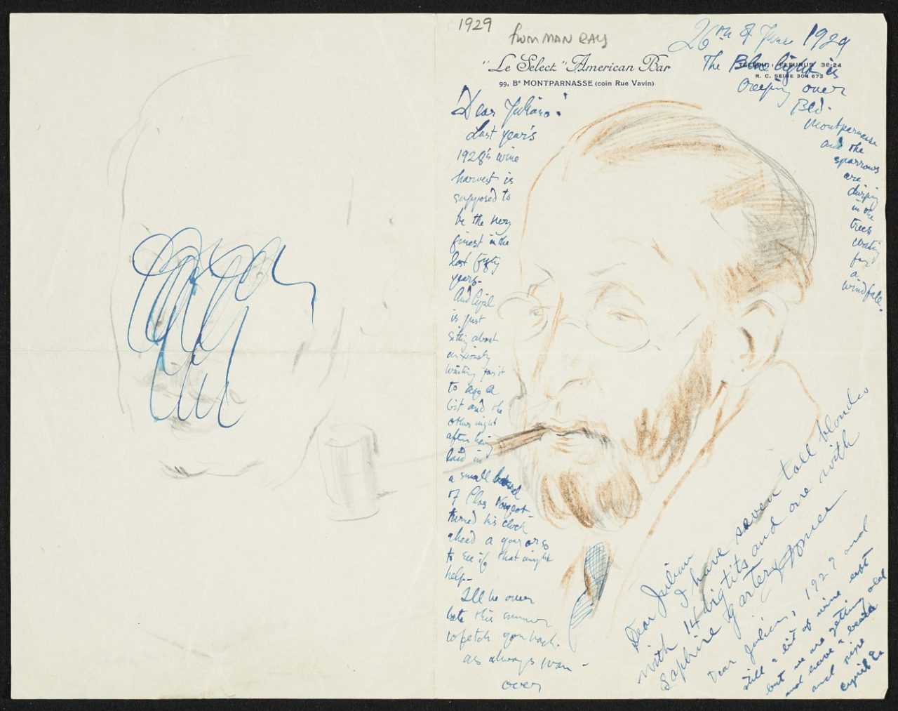 This Man Ray letter to painter Julian E. Levi l