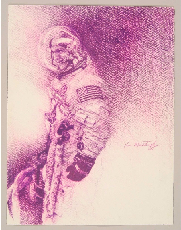 Astronaut Thomas K. Mattingly II (pencil on paper) 1972 by Chet Jezierski