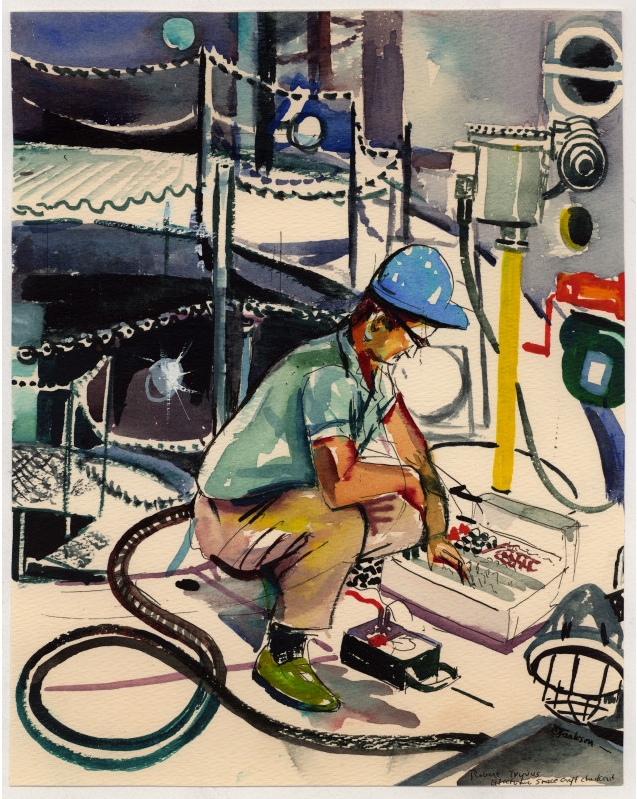 Nic space checkout (ink + watercolour on paper) n.d. by Chrystal Jackson