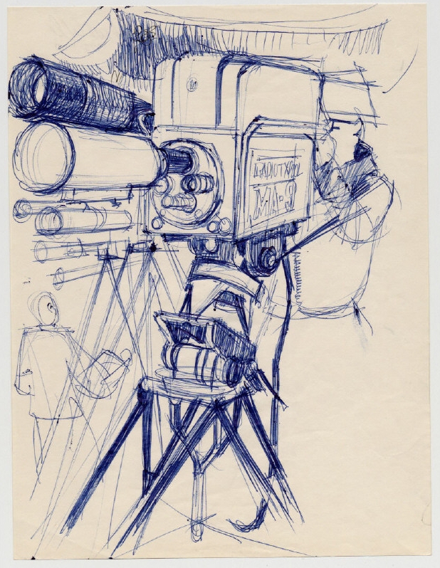 TV Camera and Cameraman (ball point pen on paper) 1963 by Paul Calle