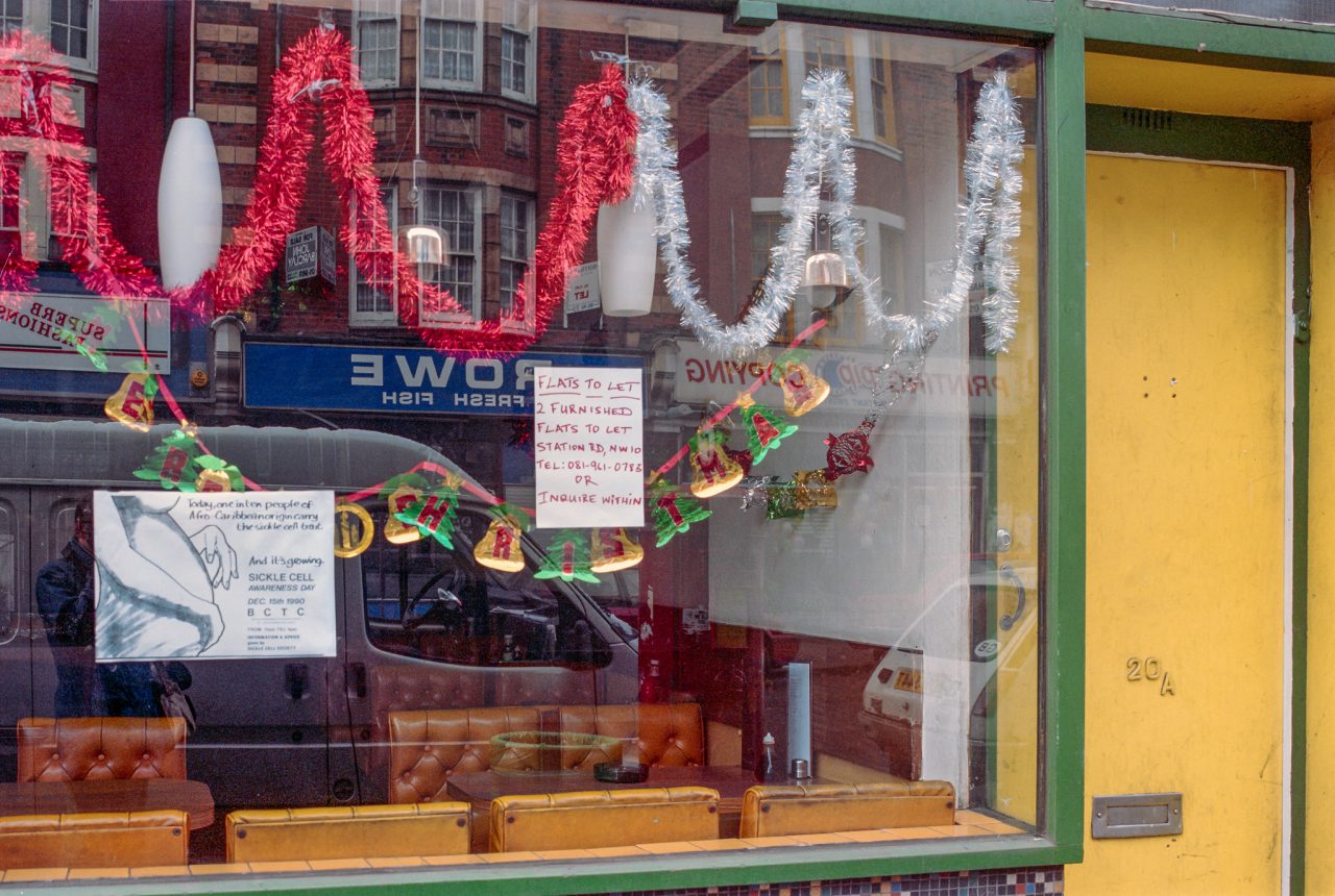 Café, Christmas, Harlesden, Brent, 1990 - Flashbak