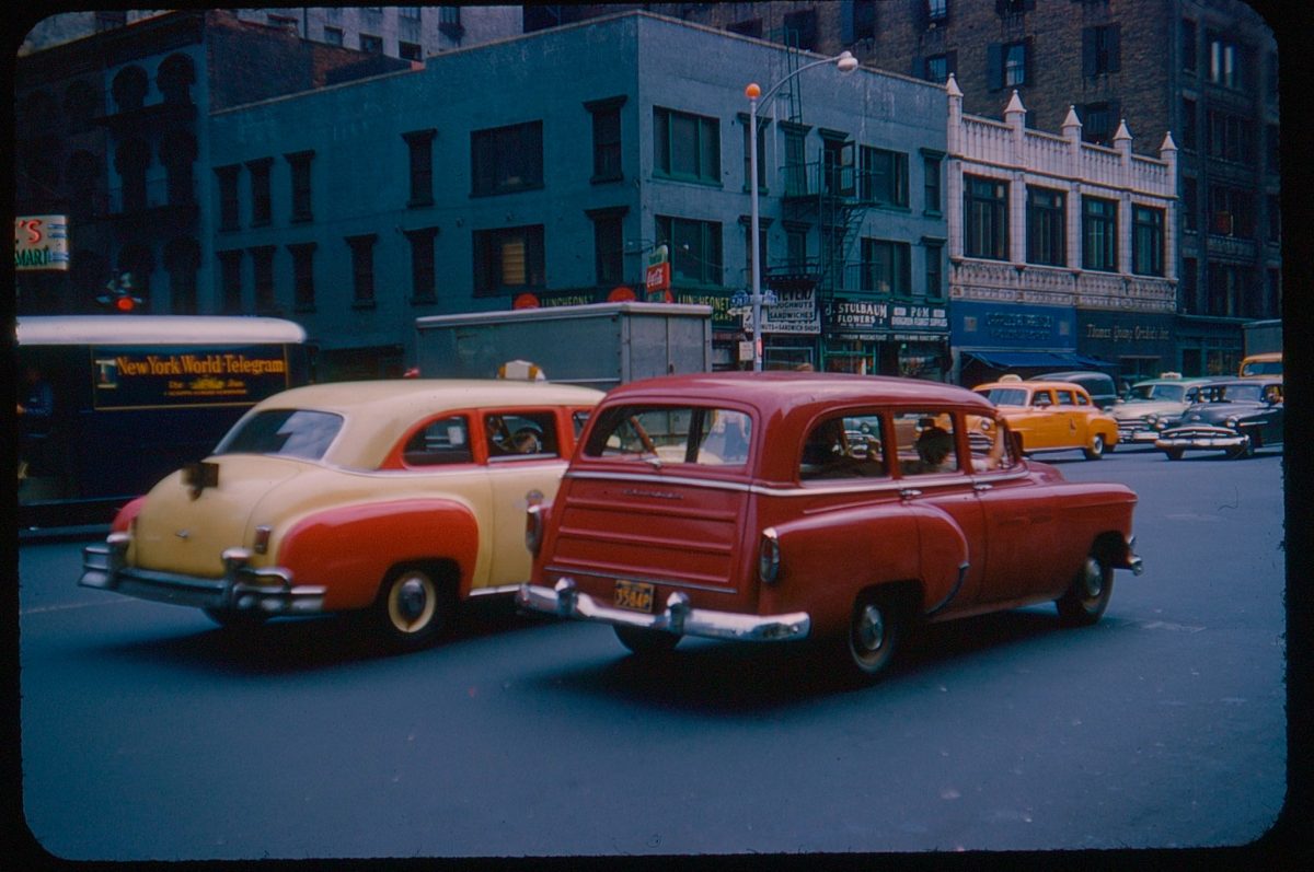 New York World Telegram - found Kodachrome transparency, date unknown, location unknown, photographer unknown, personal:private collection of Jan Wein.