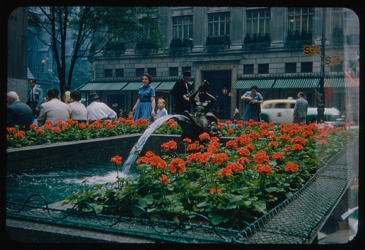 Rockefeller Center - Fifth Avenue at 50th Street circa 1958 - found Kodachrome transparency, photographer unknown - personal:private collection of Jan Wein.