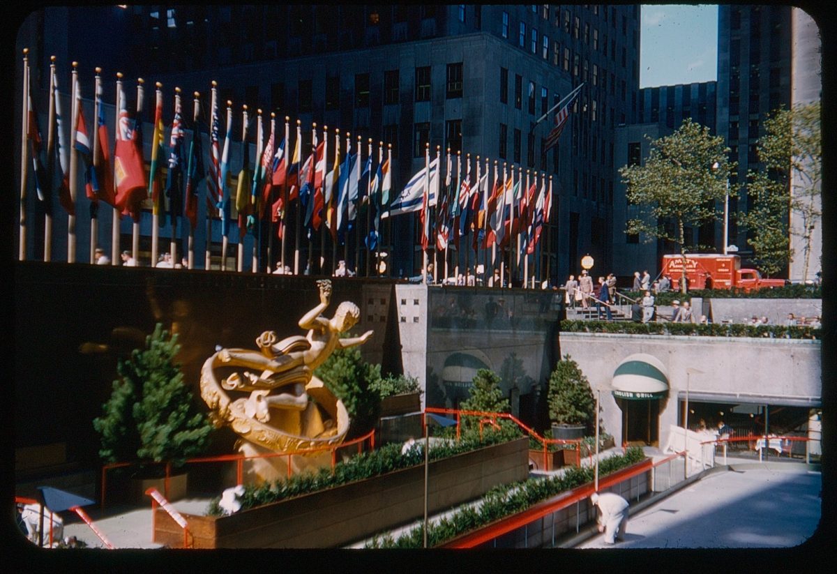 Rockefeller Center - circa 1958, Found Kodachrome transparency, photographer unknown, personal:private collection of Jan Wein.