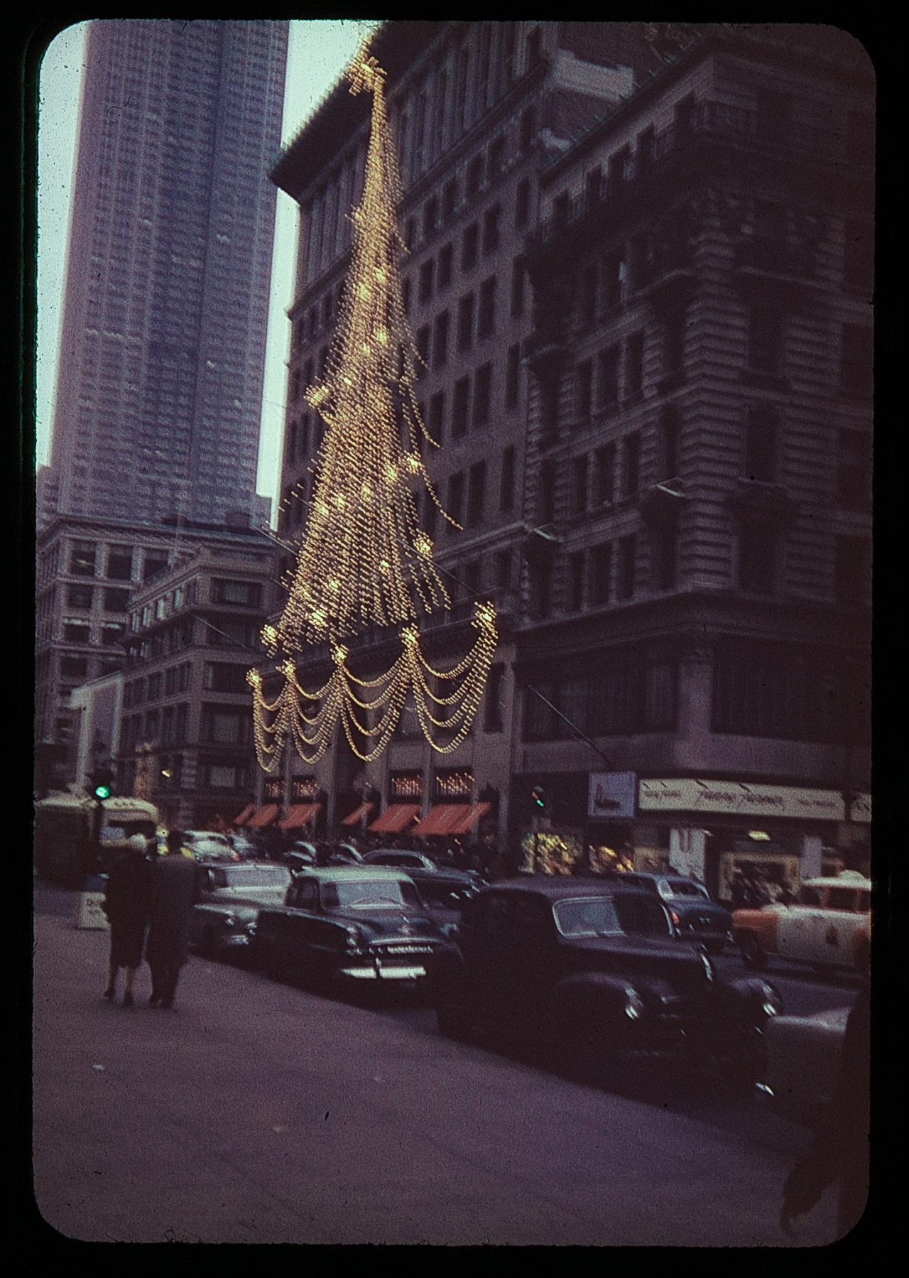 Tis the Season - Lord and Taylor - Fifth Avenue, late 1950s, found Kodachrome transparency, personal:private collection Jan Wein