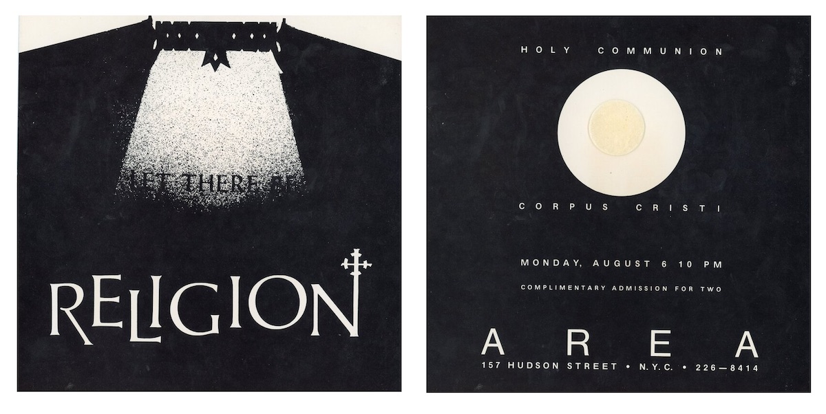AREA Nightclub, Let There Be Religion- Holy Communion Corpus Christi, Card with Actual Communion Wafer, August 6, 1984