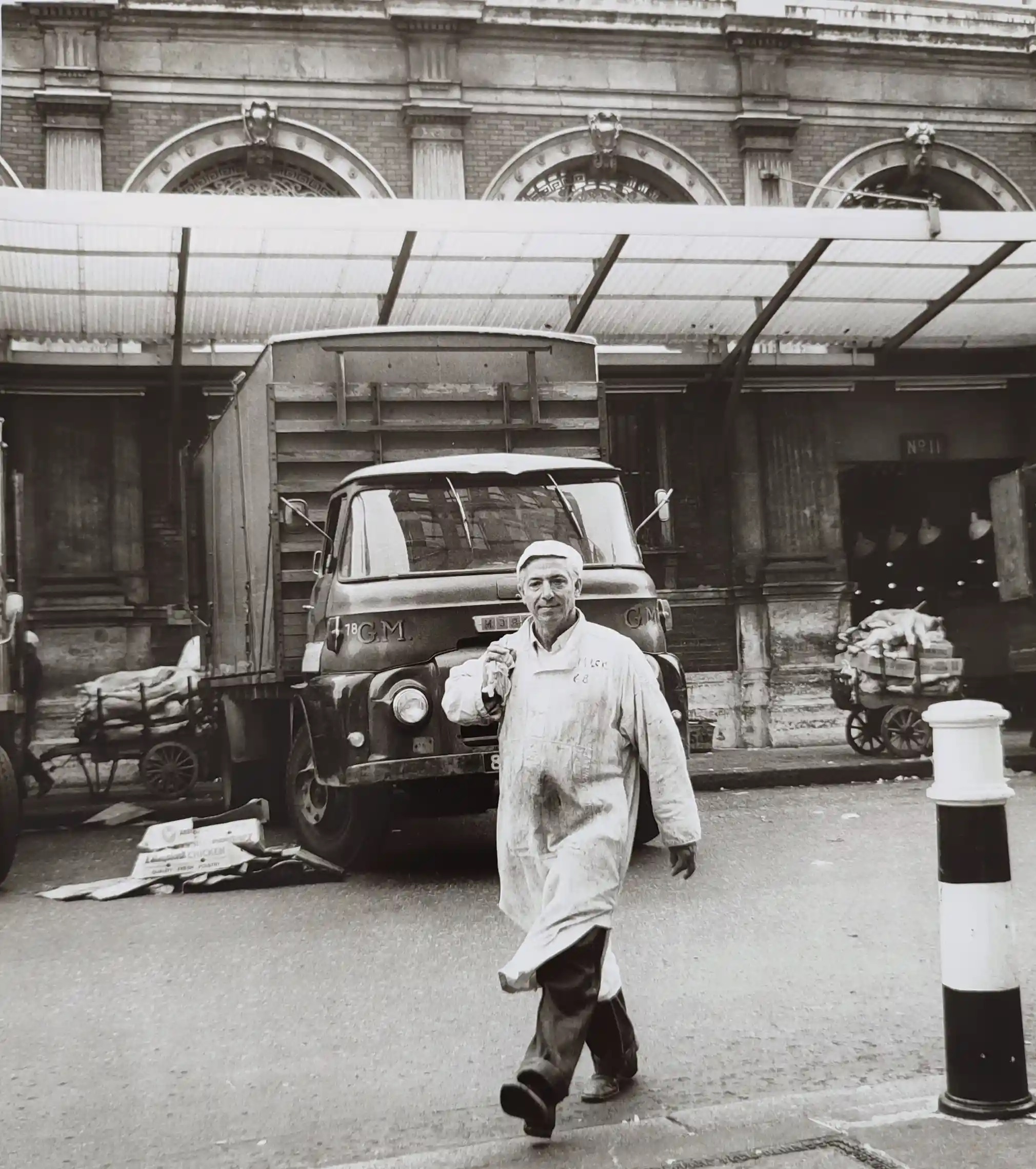 Butcher at Smithfield Market, London, 1970s