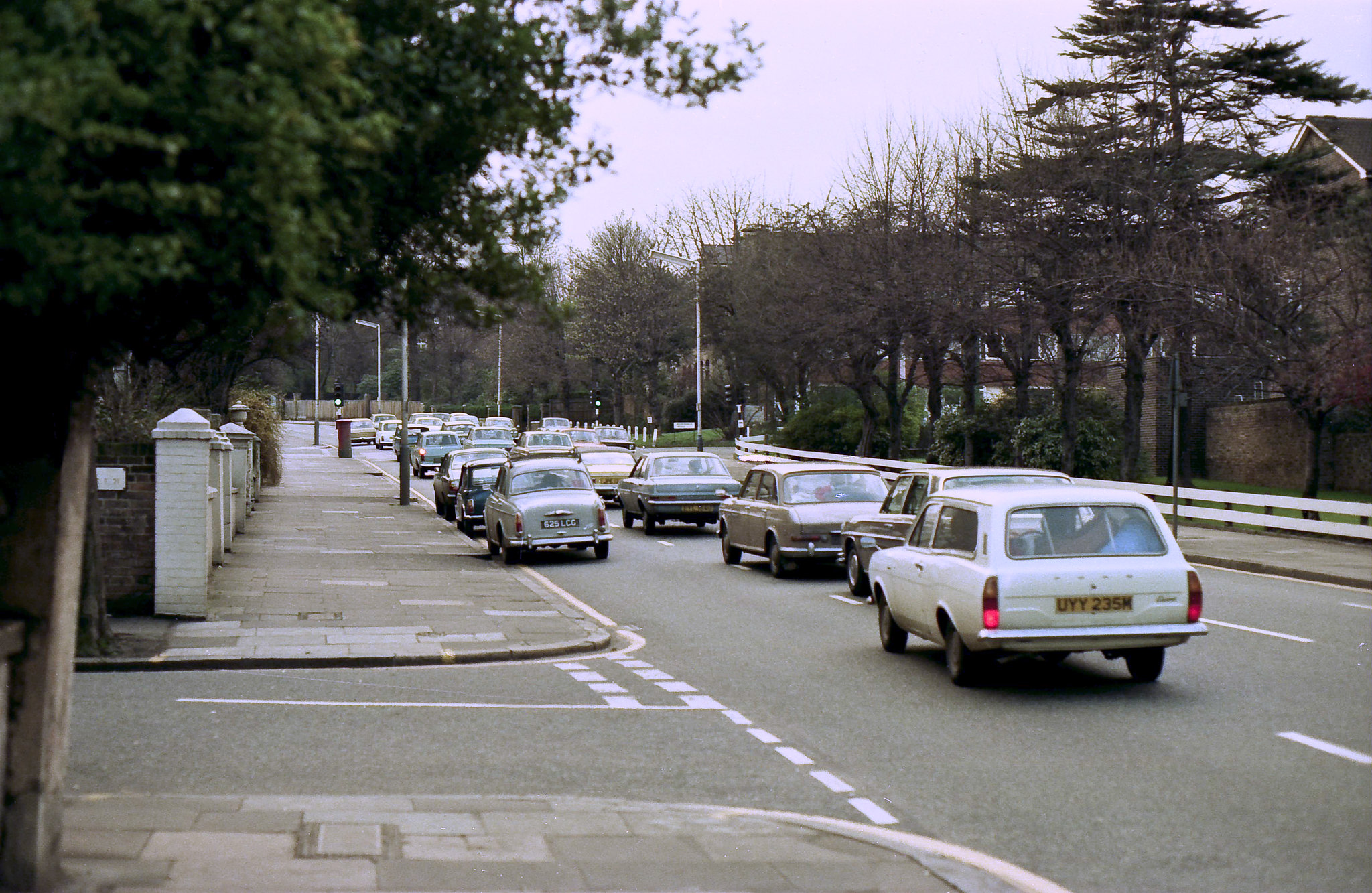 Thurlow Park Road at the junction with Carson Road, London SE21, 16th March 1975
