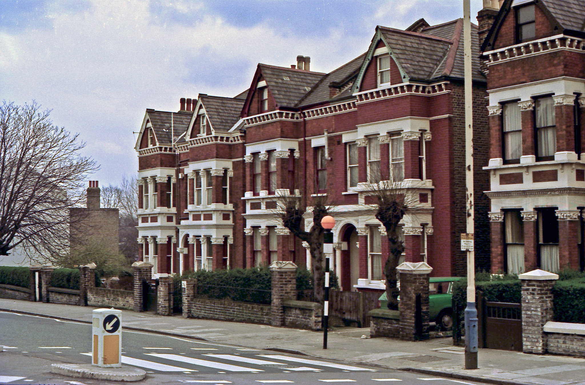 Thurlow Park Road at the junction with Lancaster Avenue, London SE21. 16th March 1975.
