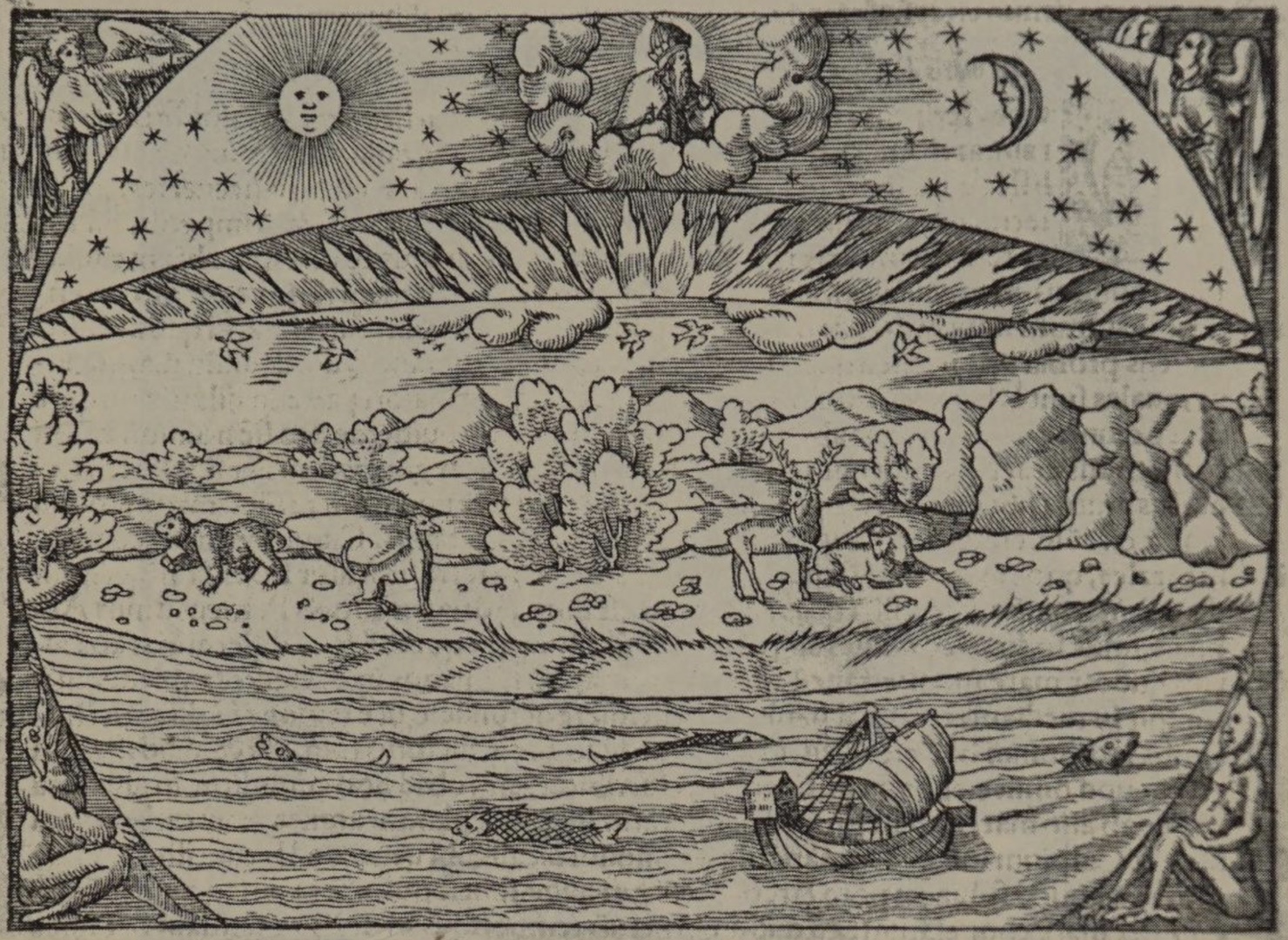 Bruno Weber and Joseph Ashbrook argued that the Flammarion engraving's depiction of a heavenly vault separating a flat Earth from an outer realm may have been inspired by this woodcut from Sebastian Münster's Cosmographia of 1544.