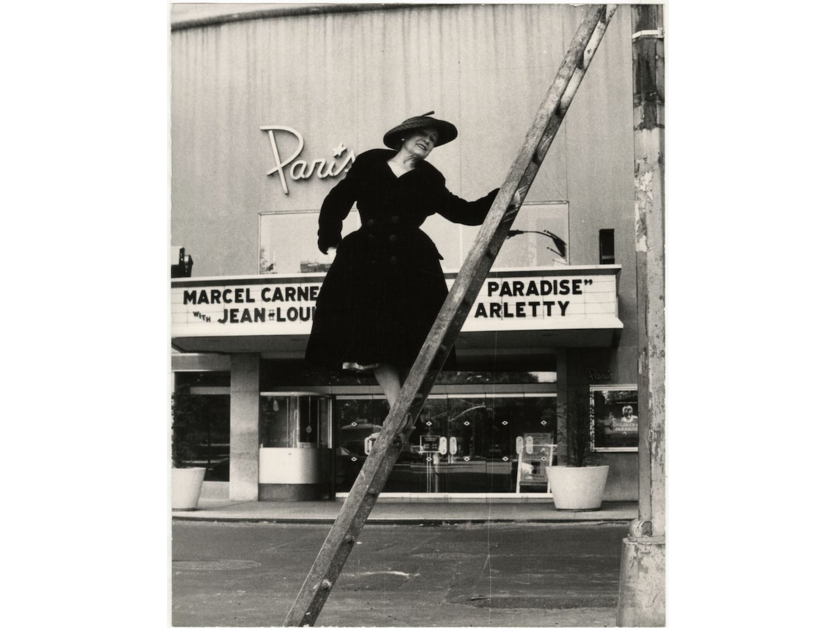 Paris Theater (built 1947). Paris Theater, 58th Street, 1947- Model wearing Dior's New Look. 