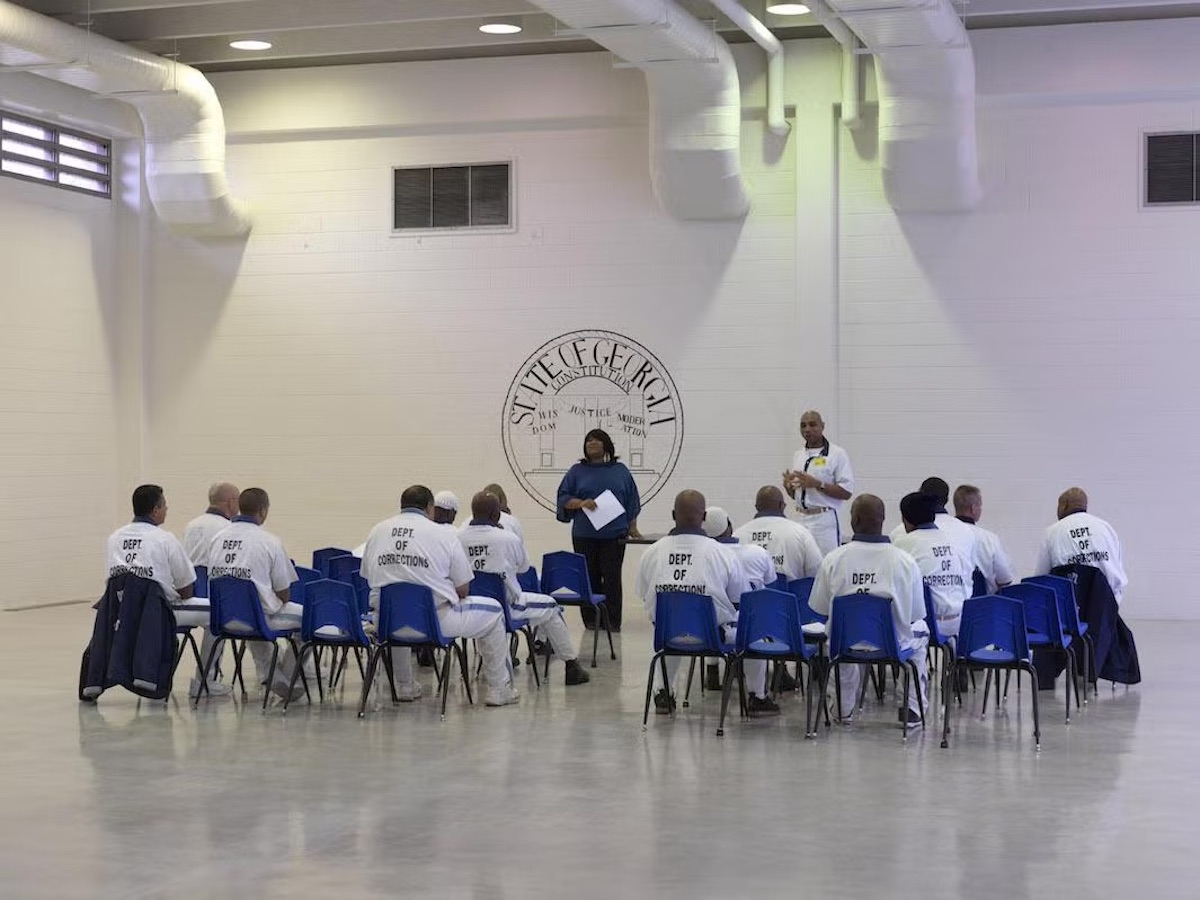 Georgia State Prison, November 2012. A committee of “lifers”—men with life sentences—meets. This medium-security prison near Reidsville was opened in 1937. It houses 1,500 inmates.