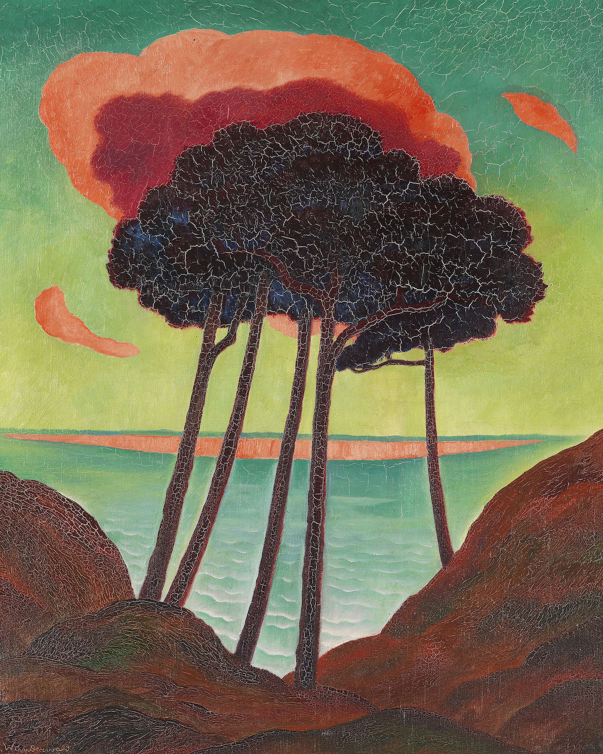 Gustav Wunderwald - Kiefern mit roter Wolke (1909)