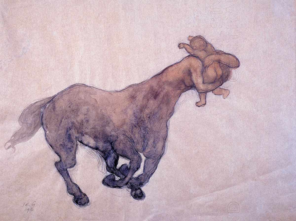 Centaur, Woman, and Child, 1916Watercolor and graphite on paper