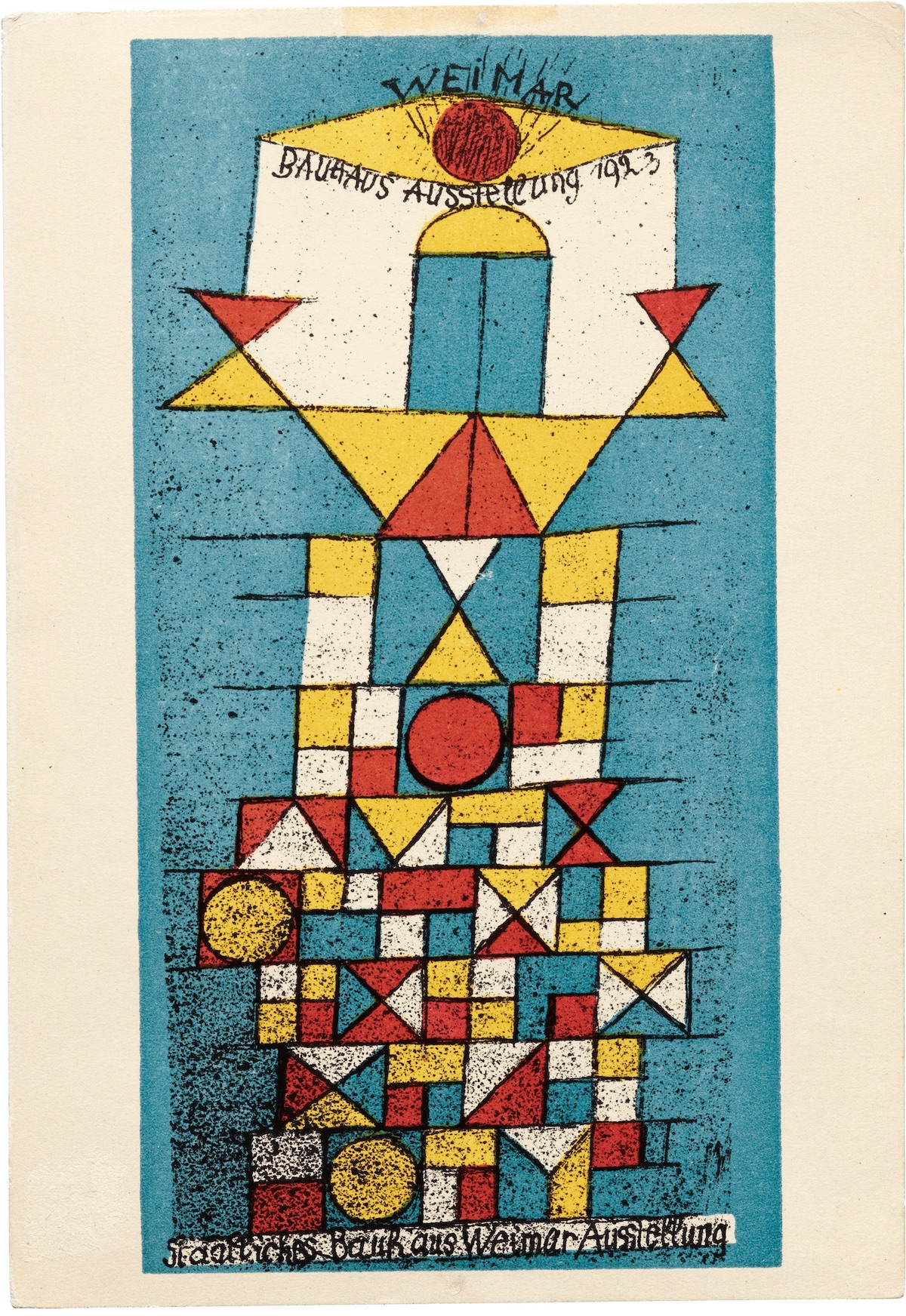 1923 Paul Klee Postcard 4, Weimar State Bauhaus Exhibition 1923 (Karte 4, Staatliches Bauhaus Weimar Ausstellung 1923)