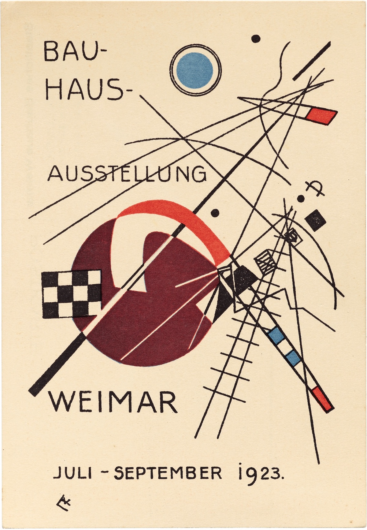 1923 Wassily Kandinsky Postcard 3, Weimar State Bauhaus Exhibition 1923 (Karte 3, Staatliches Bauhaus Weimar Ausstellung 1923)