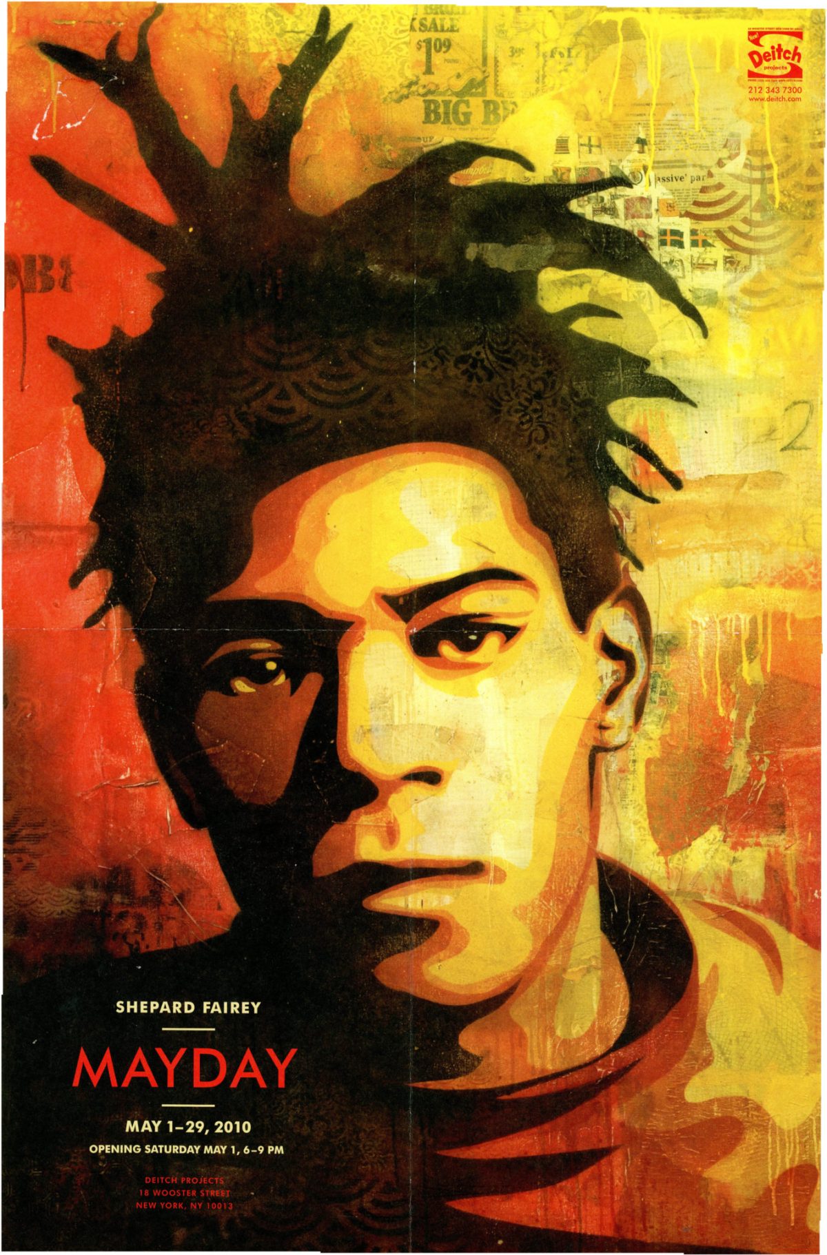 Jean-Michel Basquiat and other Portraits, Shepard Fairey, Mayday- Flyer:Poster, Deitch Projects, 2010