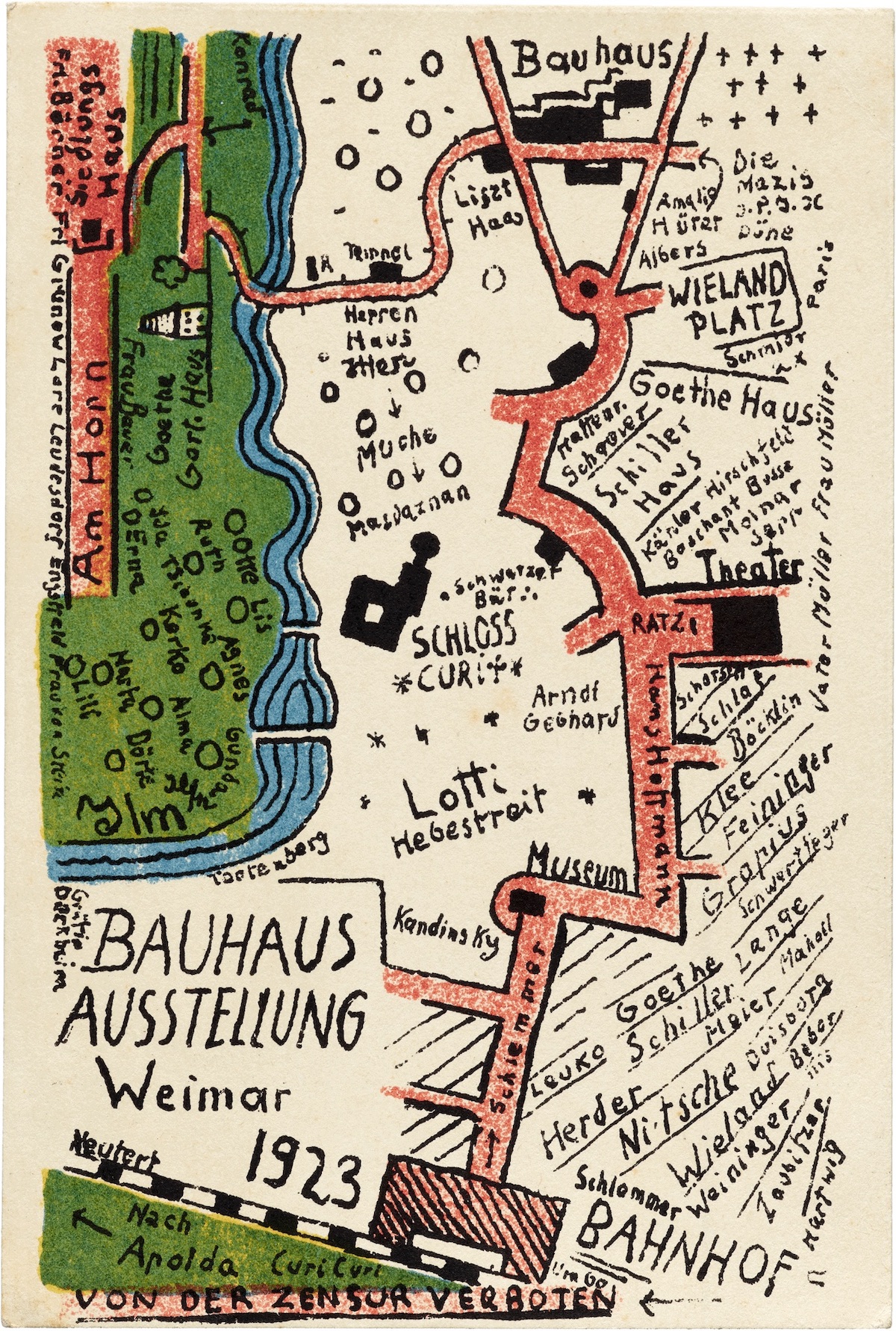 Kurt Schmidt Postcard 19, Weimar State Bauhaus Exhibition 1923 (Karte 19, Staatliches Bauhaus Weimar Ausstellung 1923)