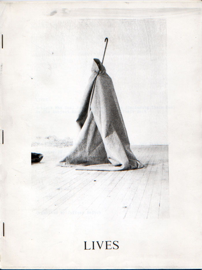 “Lives” catalog, 1975, with cover image by Joseph Beuys.