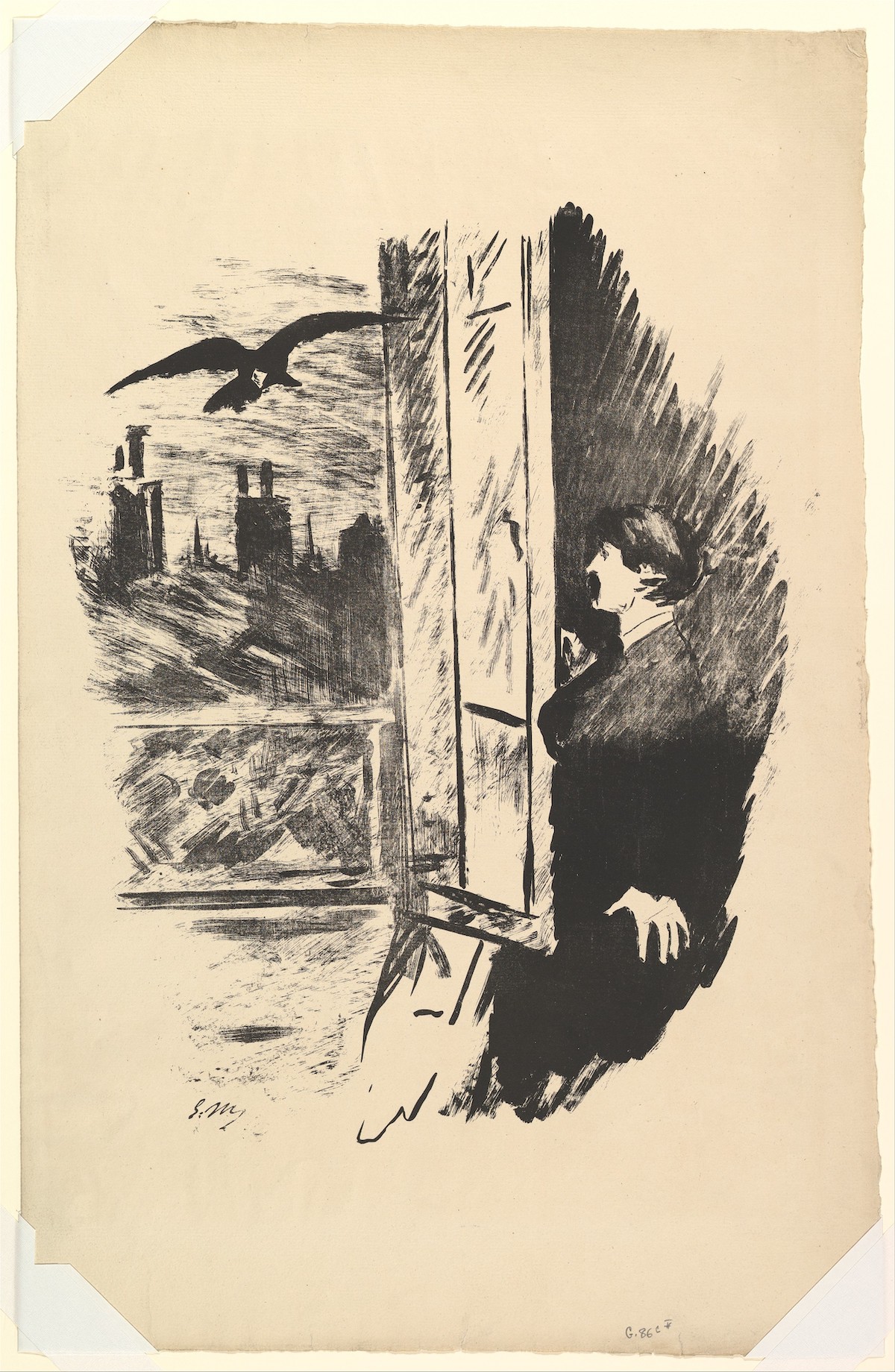 Open Here I Flung the Shutter, from "The Raven" by Edgar Allan PoeEdouard Manet French Author Edgar Allan Poe American Translator Stéphane Mallarmé French 1875