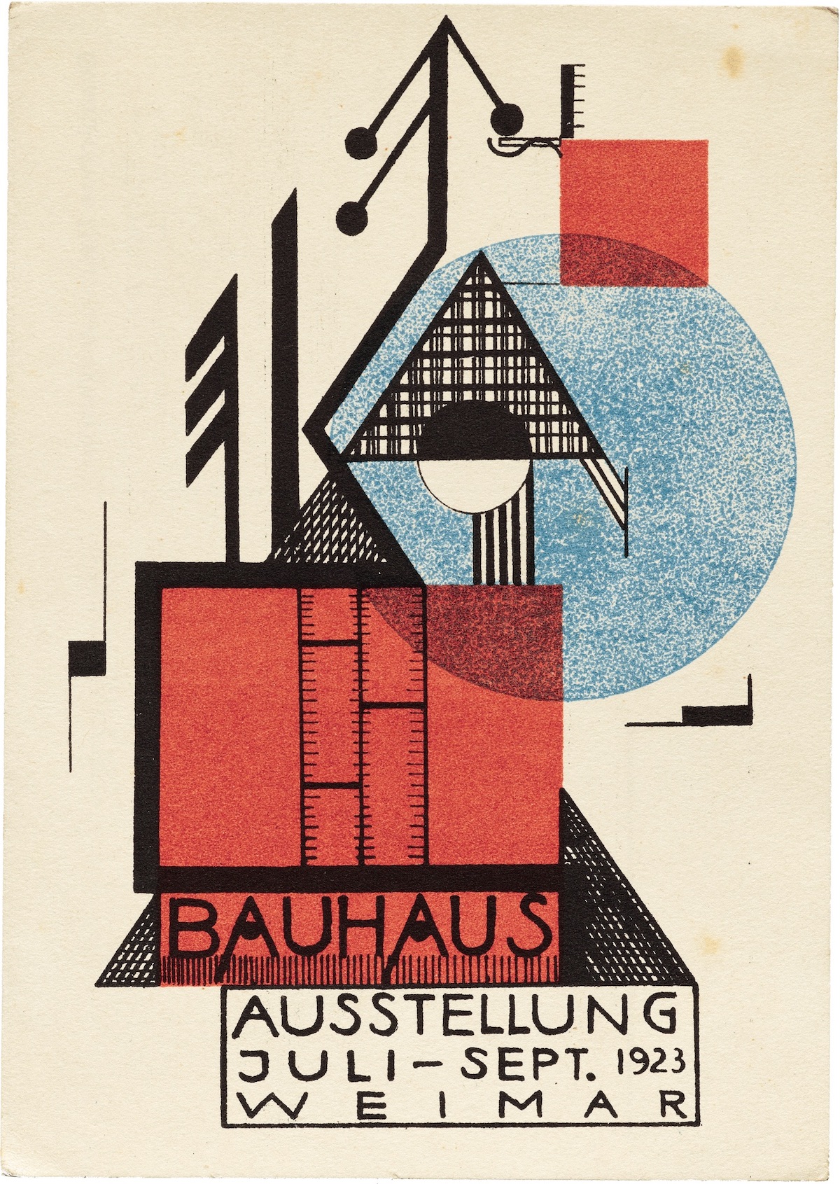 Rudolf Baschant Postcard 9, Weimar State Bauhaus Exhibition 1923 (Karte 9, Staatliches Bauhaus Weimar Ausstellung 1923)