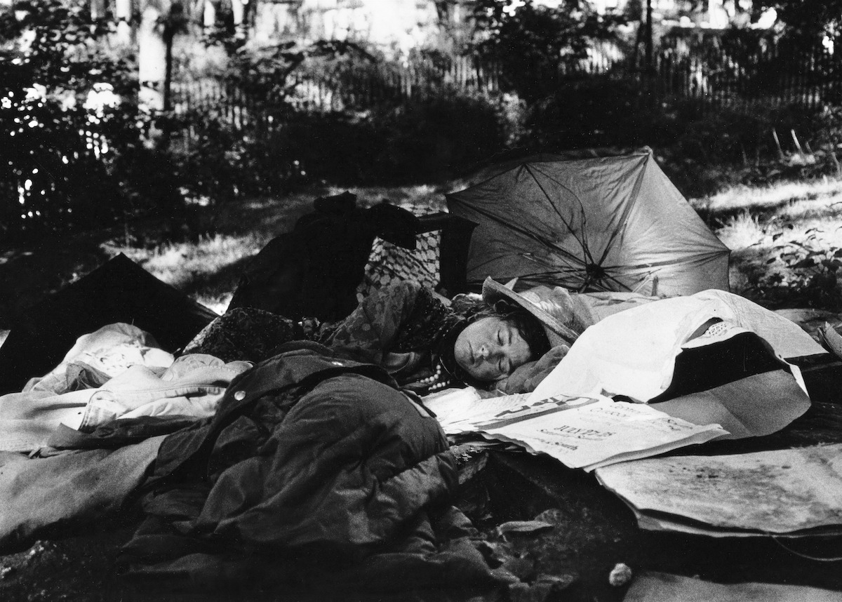 1984 Homeless women sleeping in Central Park. 