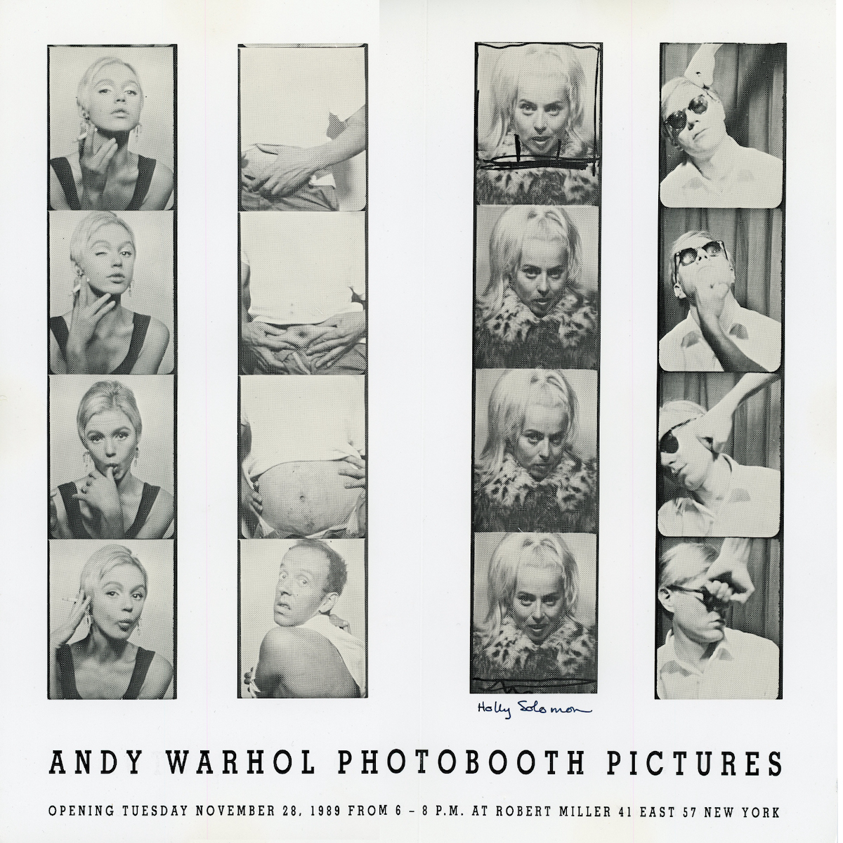 Andy Warhol, Folded Card for the Exhibition Photobooth Pictures, Robert Miller Gallery, 1989