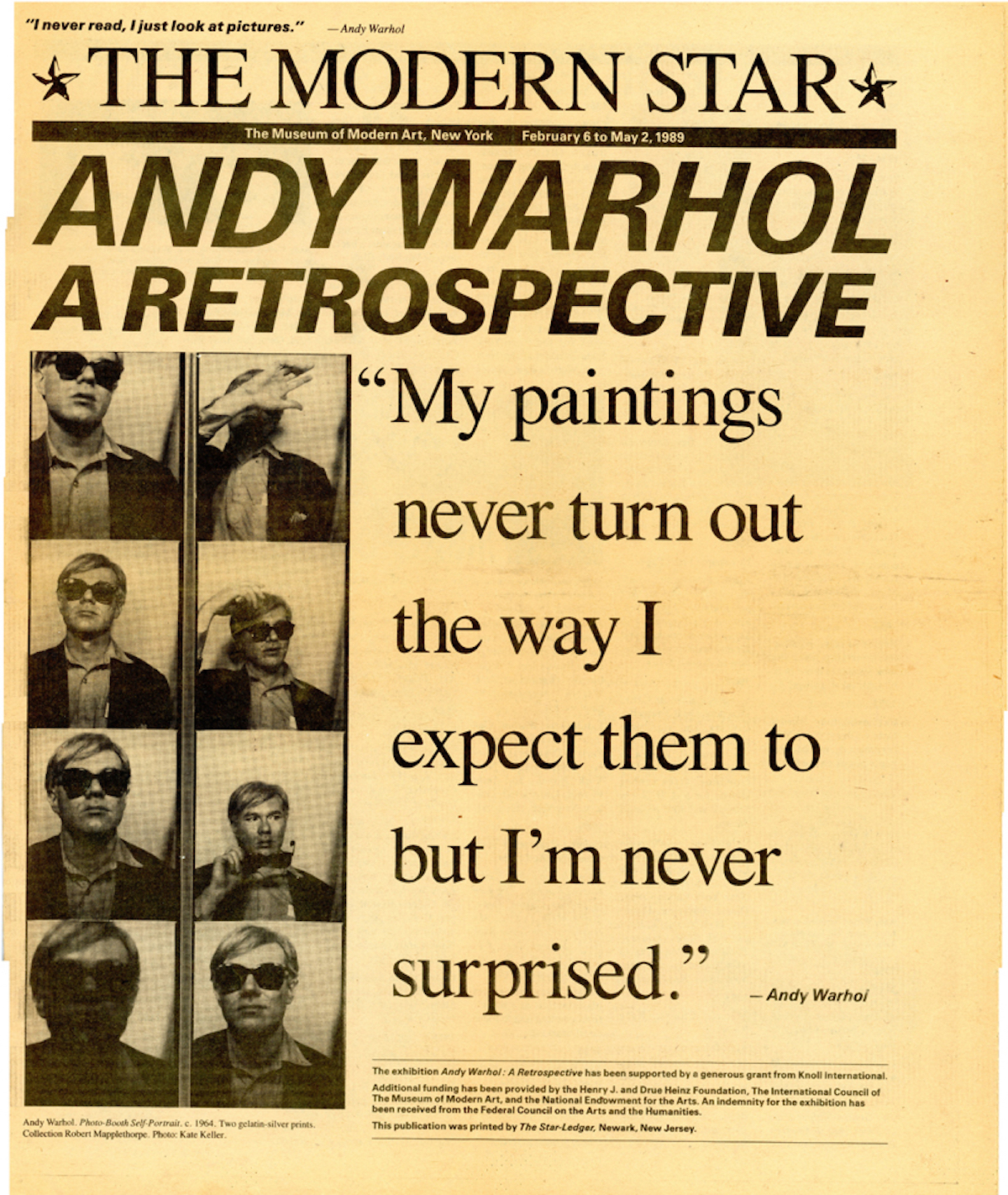 Andy Warhol, The Modern Star, 8-Page Newspaper, The Museum of Modern Art, 1989