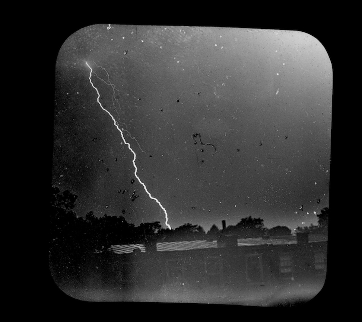 Fig. 1 William N. Jennings, Lightning Photograph, 1885. Glass lantern slide. The Franklin Institute, Philadelphia.