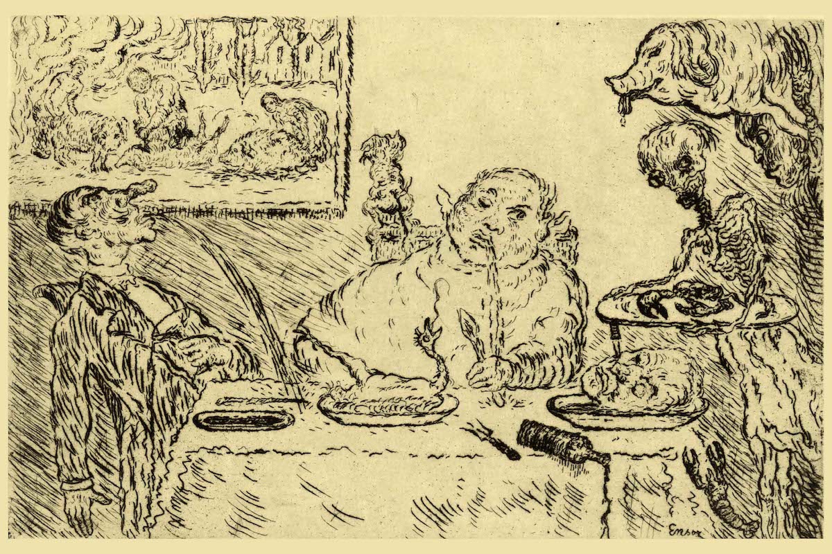 Gluttony from the Seven Deadly Sins by James Ensor, 1904