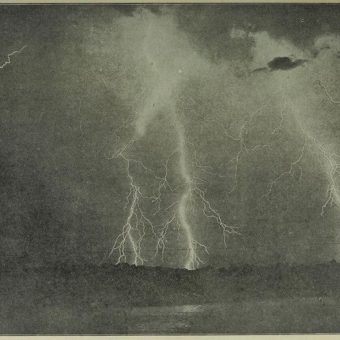 “One of the first successful photographs of lightning. The plate was ...
