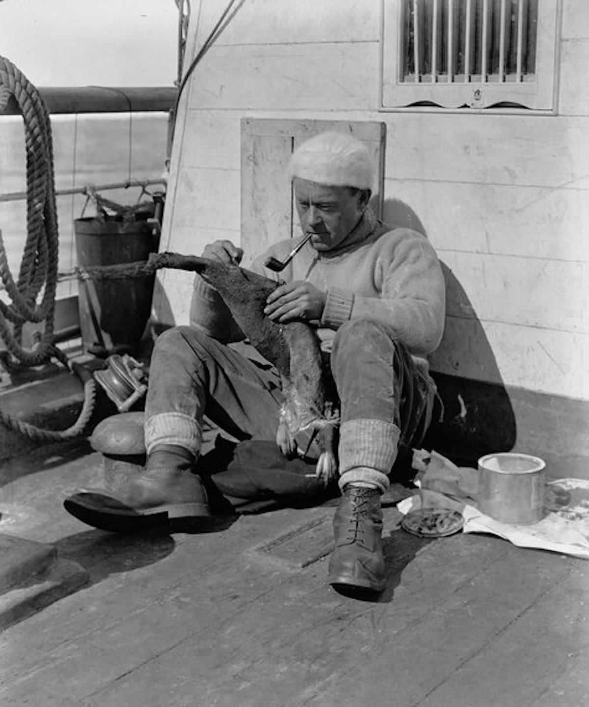 Levick aboard Terra Nova in 1910 by Herbert Ponting